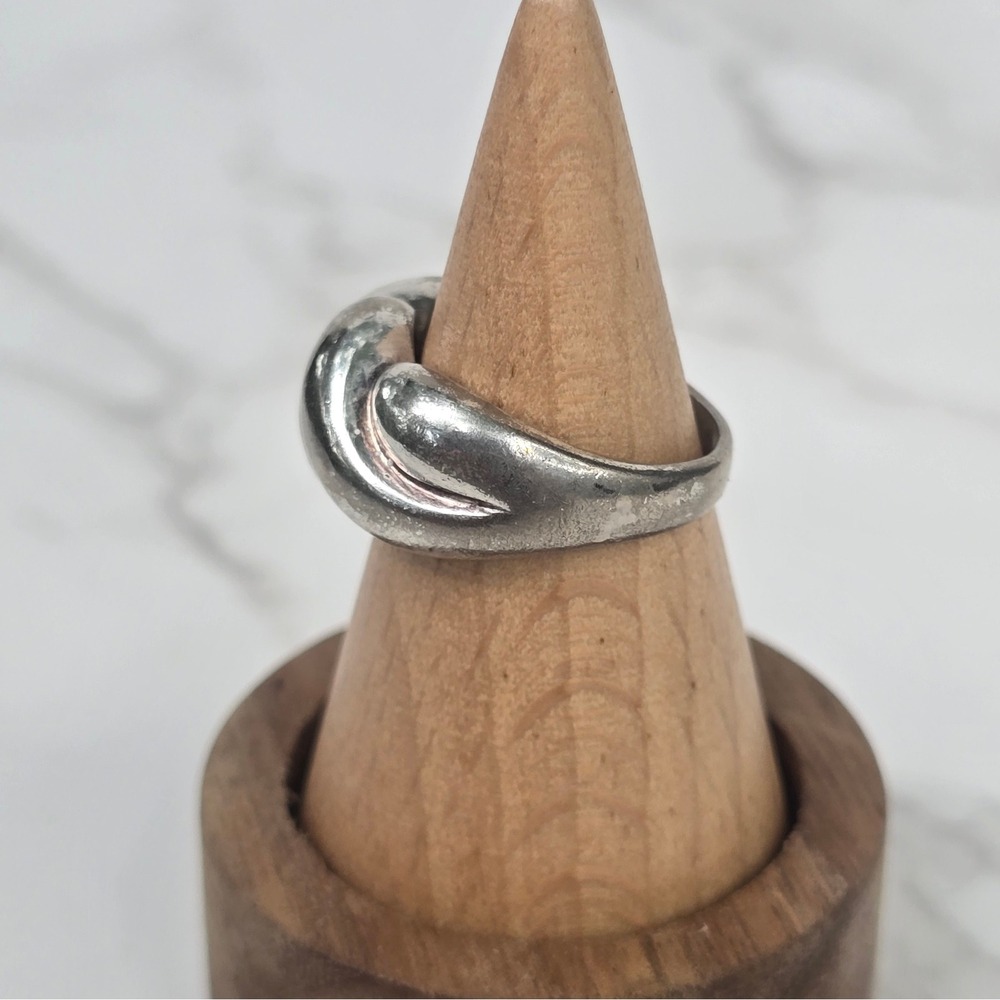 Vintage Sterling Silver 925 Twisted Bypass Ring Size 7 Statement 5.3g - Picture 5 of 12